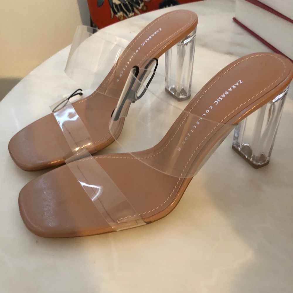 Zara clear sandal mule heel